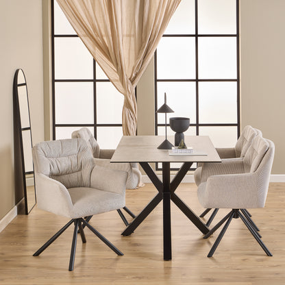 Harlow Dining Table with Ceramic Grey Top 135cm