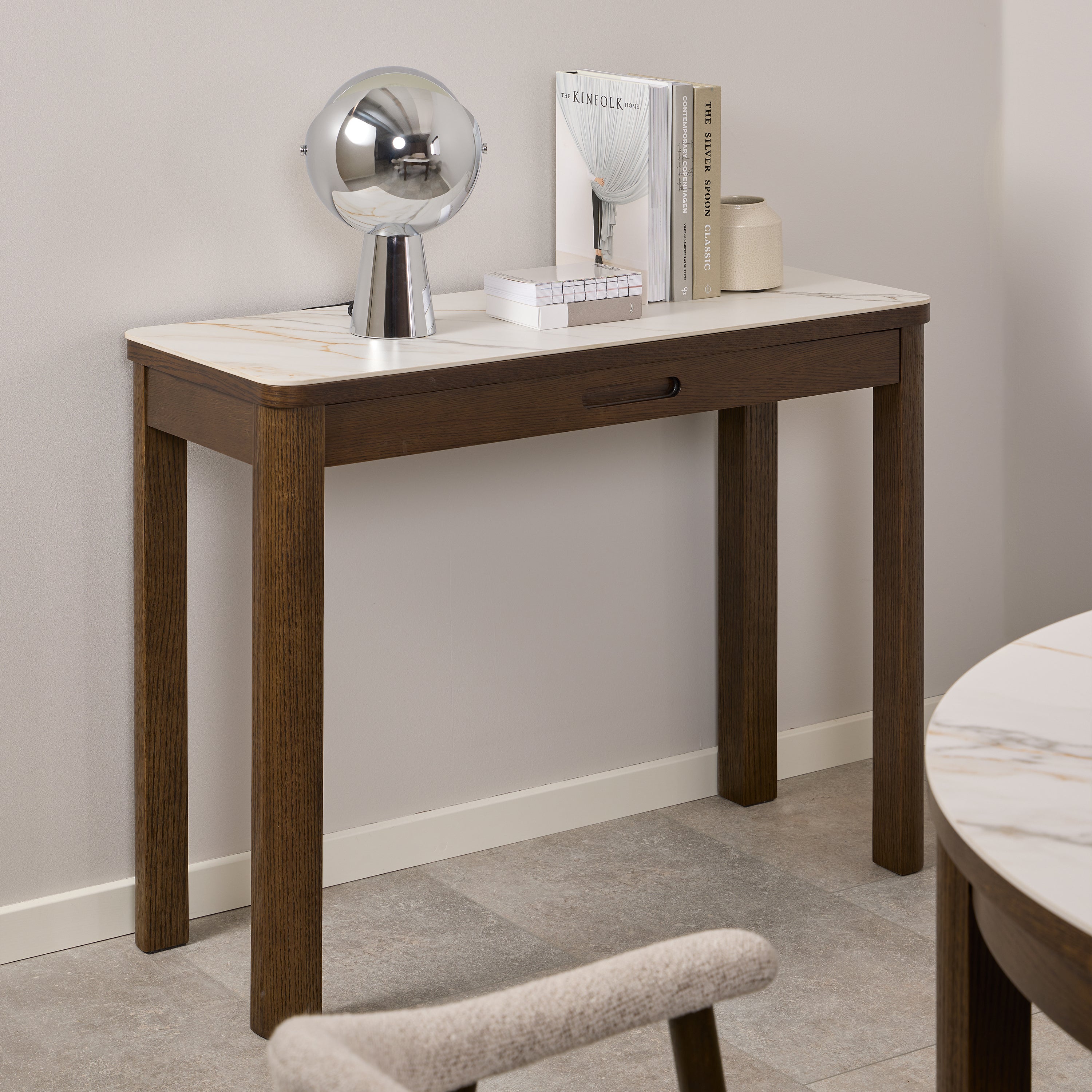 Stella Console Table 1 Drawer in Cream Ceramic