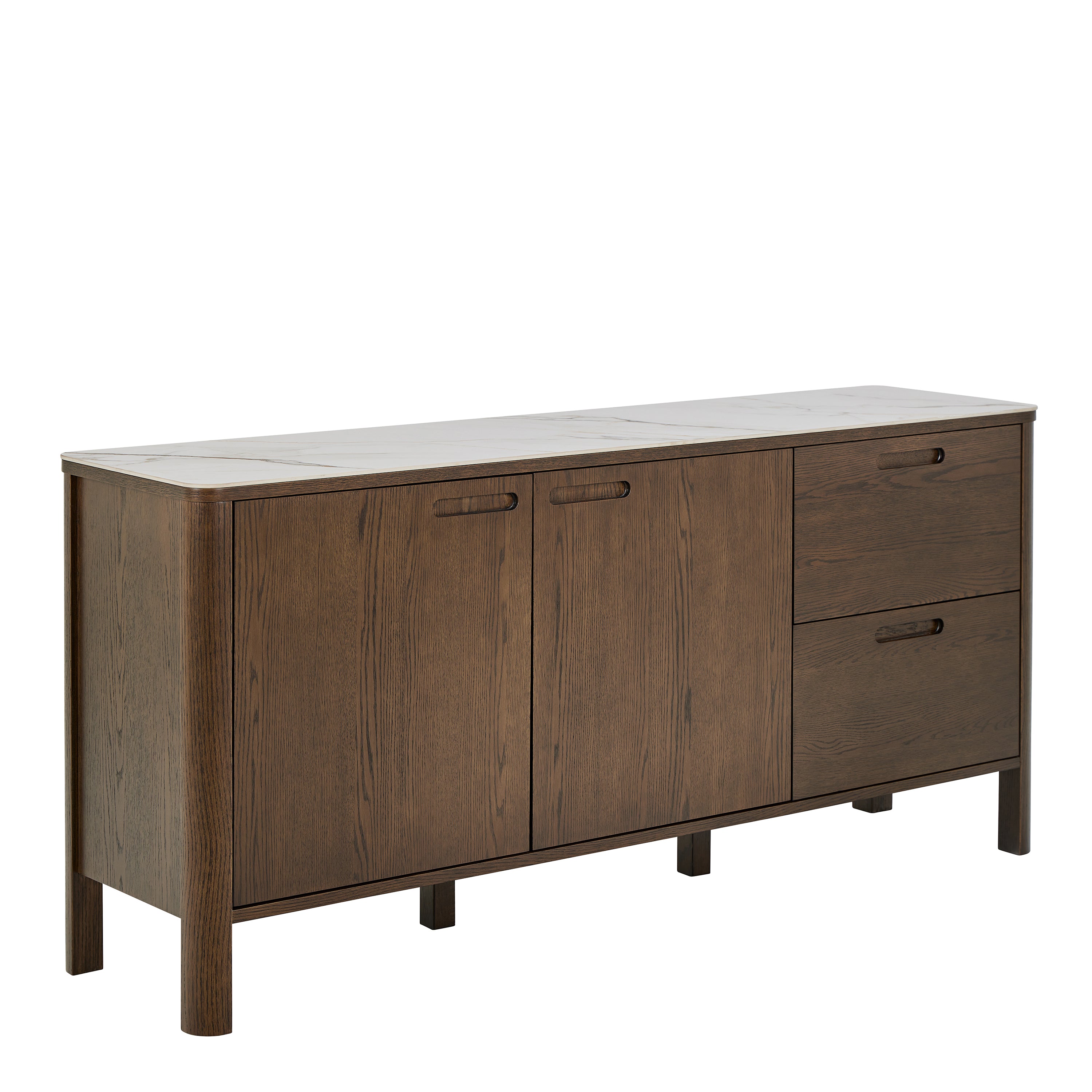 Stella Sideboard With 2 Doors 2 Drawers and 2 Shelves in Cream Ceramic