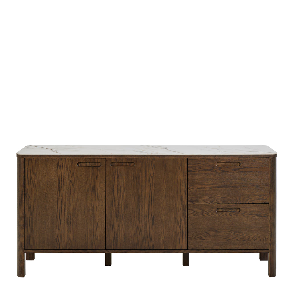 Stella Sideboard With 2 Doors 2 Drawers and 2 Shelves in Cream Ceramic