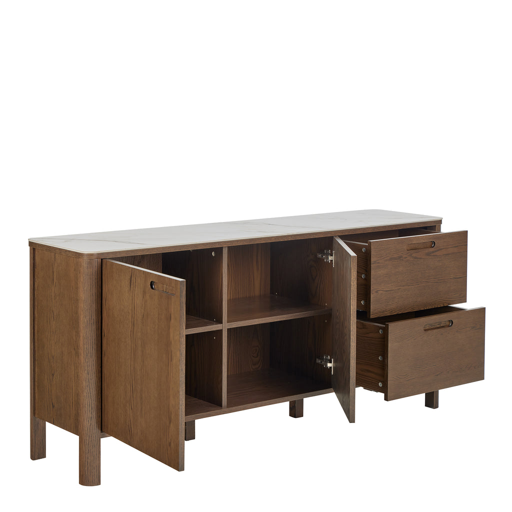 Stella Sideboard With 2 Doors 2 Drawers and 2 Shelves in Cream Ceramic