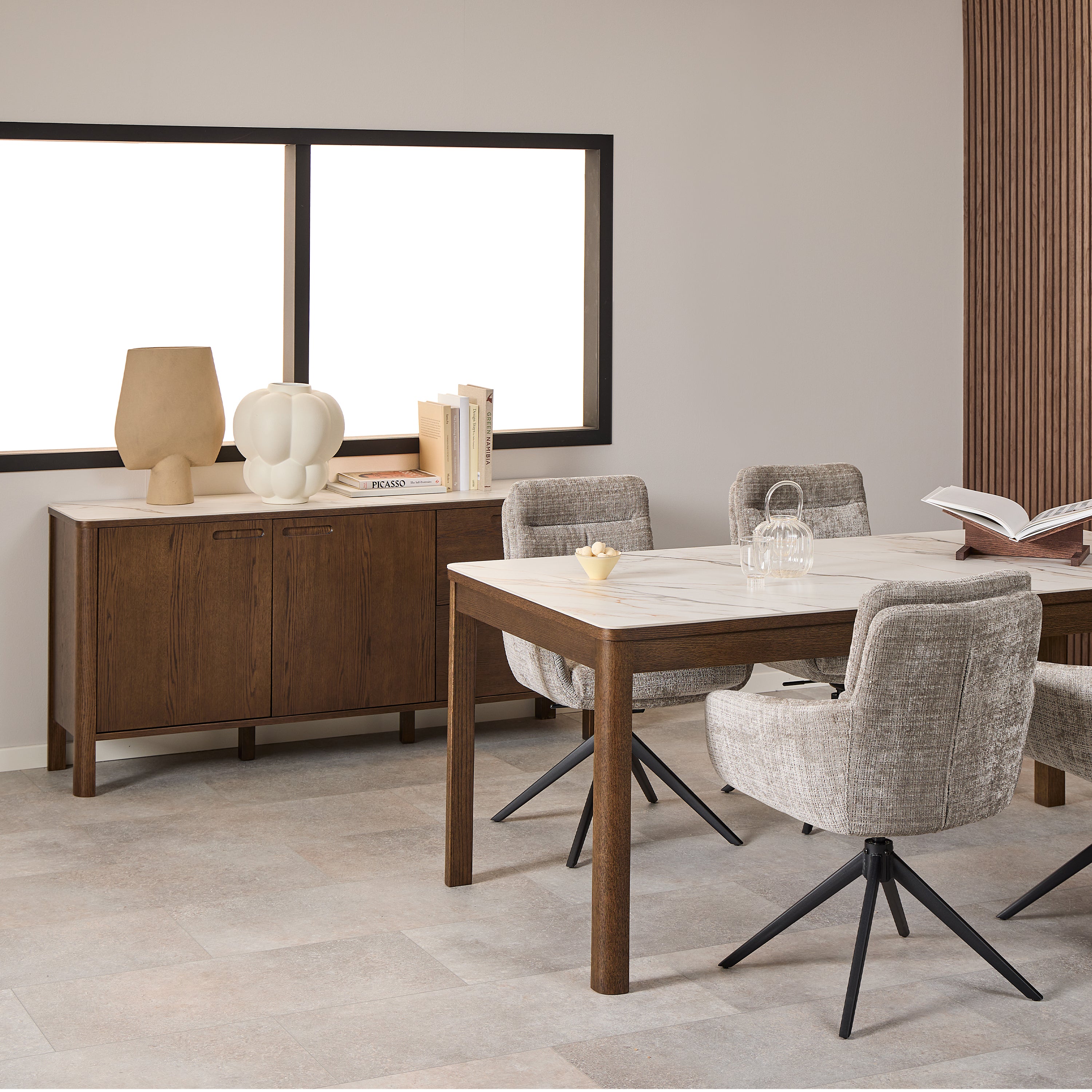Stella Sideboard With 2 Doors 2 Drawers and 2 Shelves in Cream Ceramic