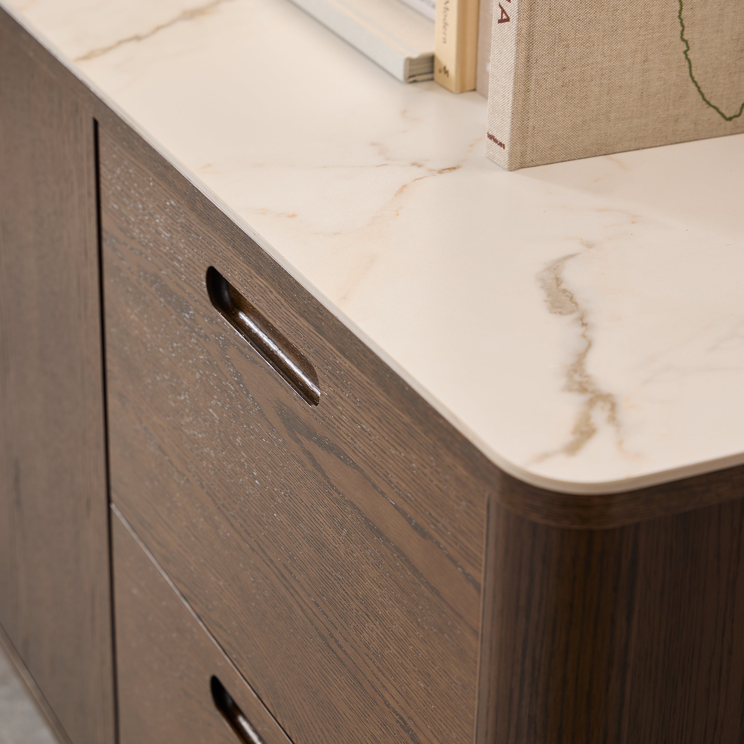 Stella Sideboard With 2 Doors 2 Drawers and 2 Shelves in Cream Ceramic