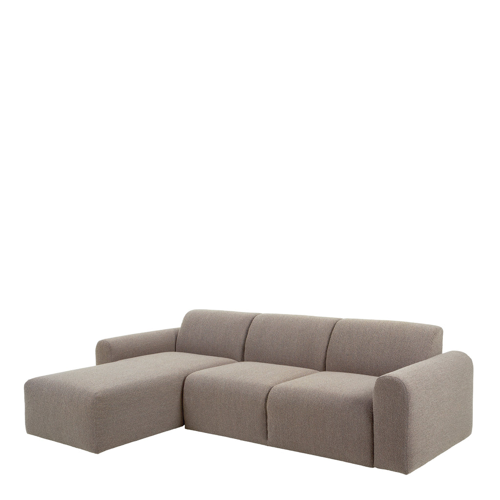 Murphy Left Hand Facing 2 Seater Chaise Lounge in Boucle Beige Fabric