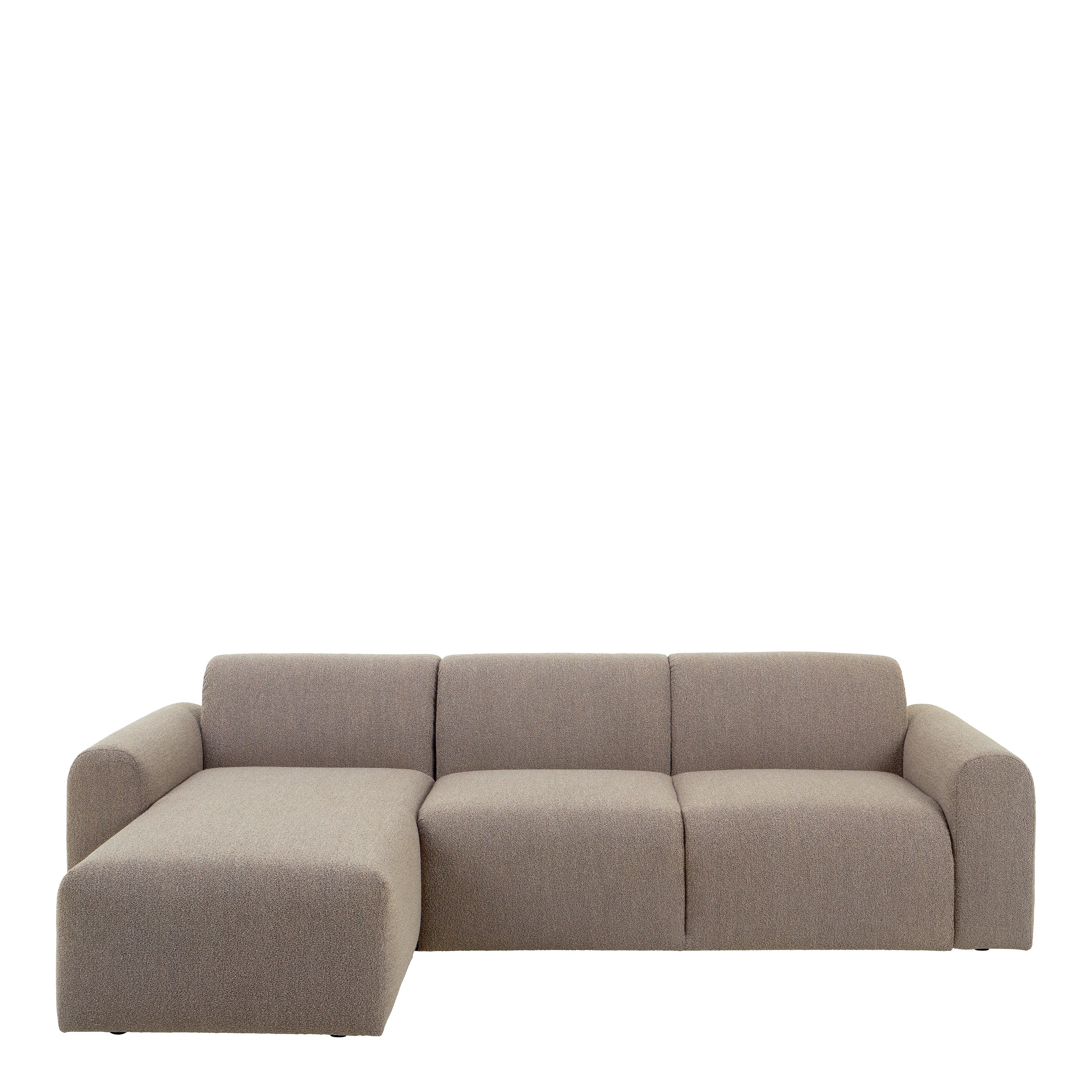 Murphy Left Hand Facing 2 Seater Chaise Lounge in Boucle Beige Fabric