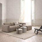 Murphy Left Hand Facing 2 Seater Chaise Lounge in Boucle Beige Fabric