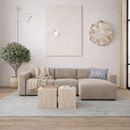 Murphy Left Hand Facing 2 Seater Chaise Lounge in Boucle Beige Fabric