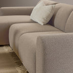 Murphy Left Hand Facing 2 Seater Chaise Lounge in Boucle Beige Fabric