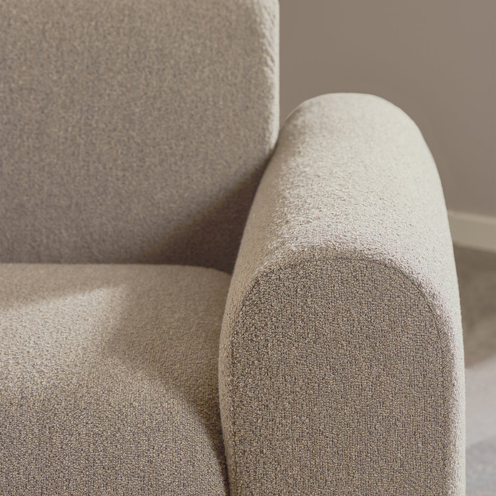 Murphy Left Hand Facing 2 Seater Chaise Lounge in Boucle Beige Fabric