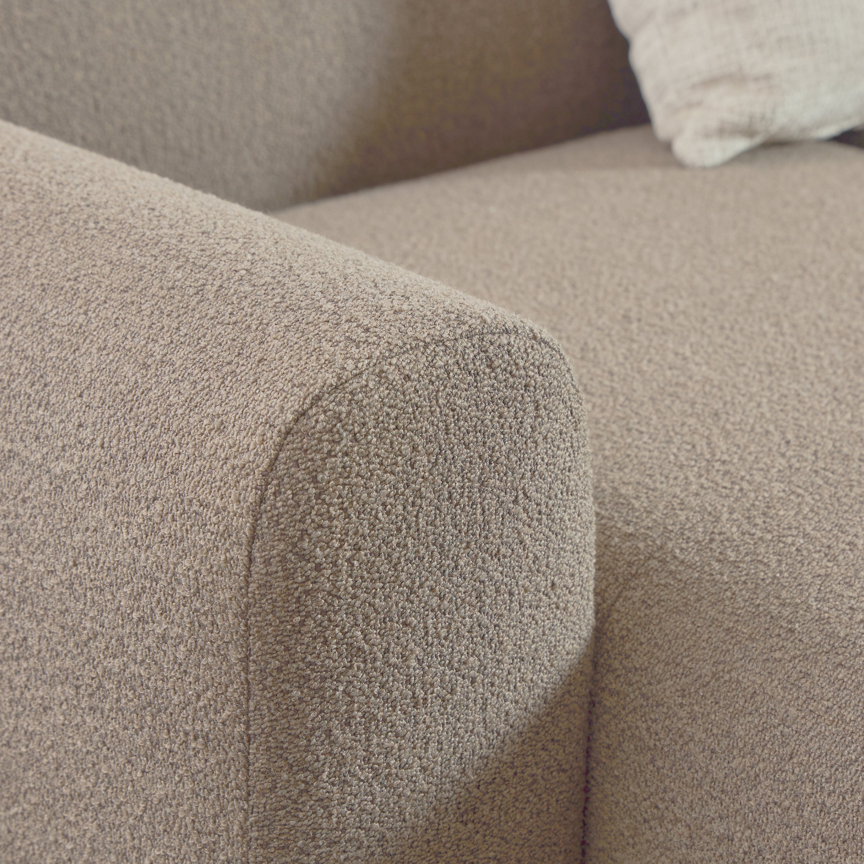 Murphy Left Hand Facing 2 Seater Chaise Lounge in Boucle Beige Fabric