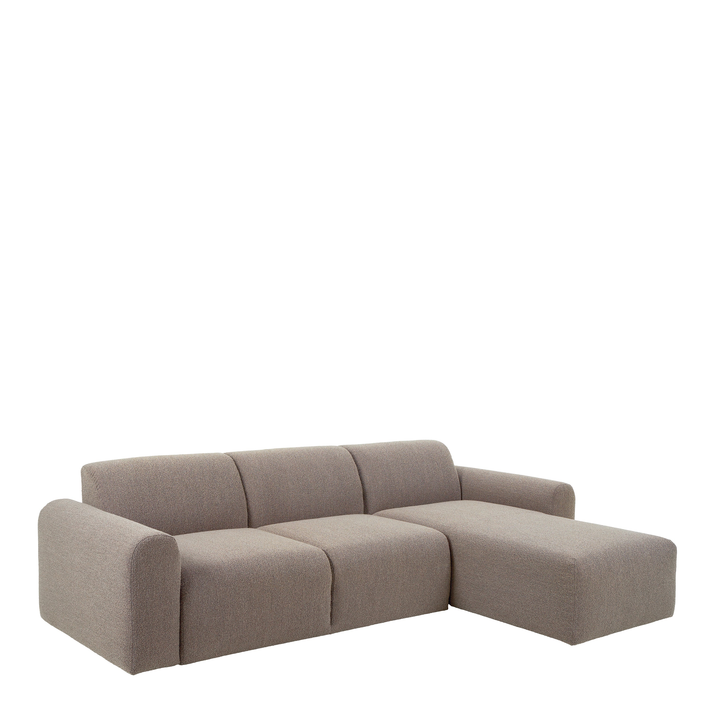Murphy Right Hand Facing 2 Seater Chaise Lounge in Boucle Beige Fabric