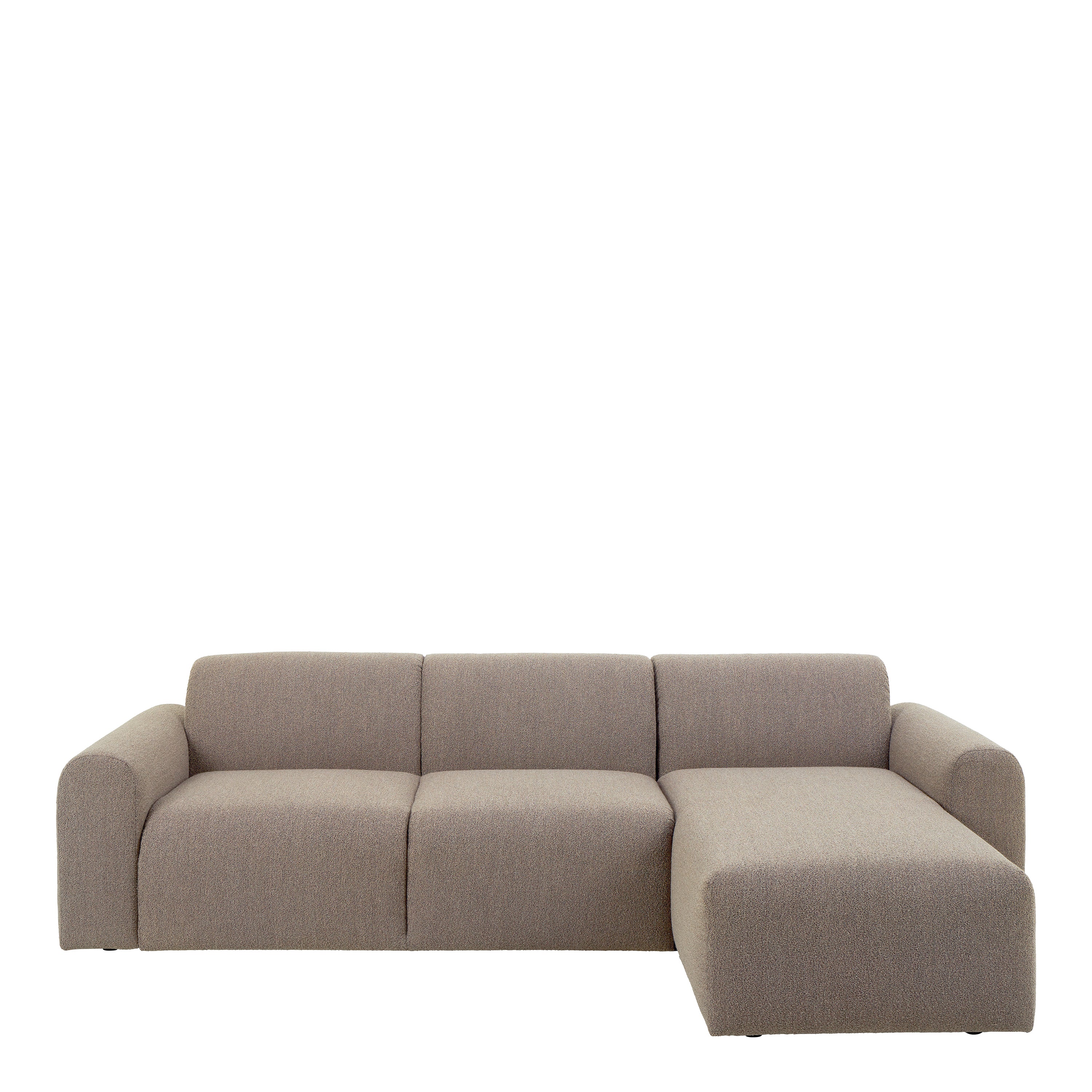 Murphy Right Hand Facing 2 Seater Chaise Lounge in Boucle Beige Fabric