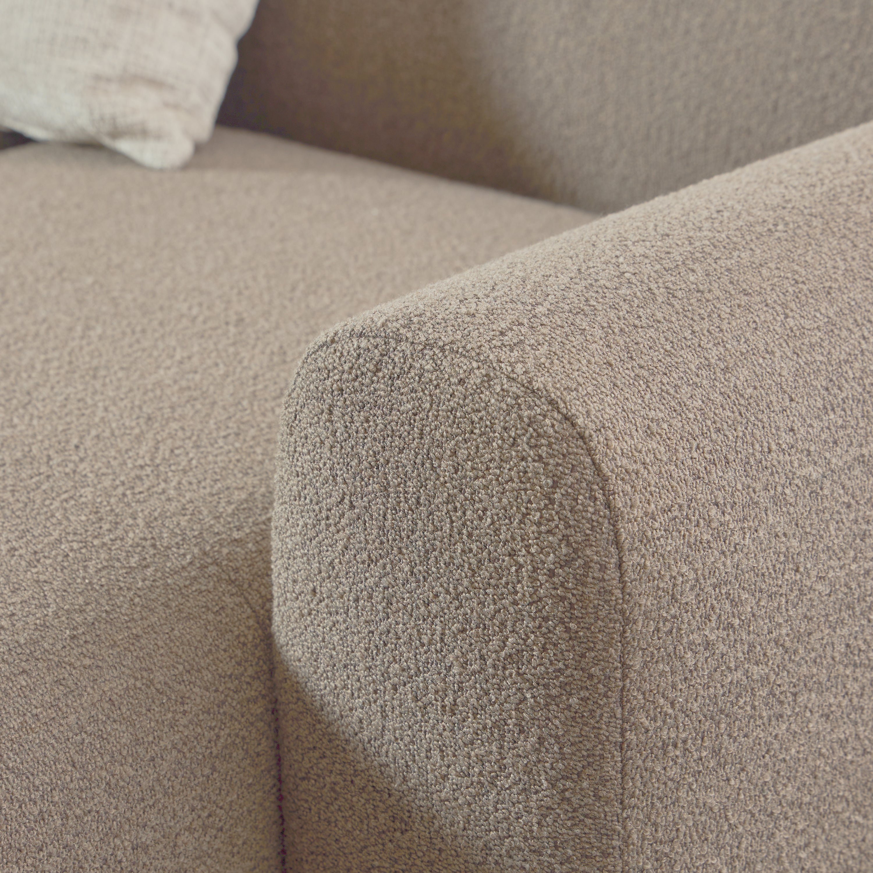 Murphy Right Hand Facing 2 Seater Chaise Lounge in Boucle Beige Fabric