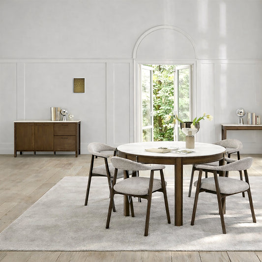 Stella Round Extendable Dining Table in Cream Ceramic 120x75cm