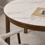 Stella Round Extendable Dining Table in Cream Ceramic 120x75cm