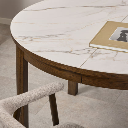 Stella Round Extendable Dining Table in Cream Ceramic 120x75cm