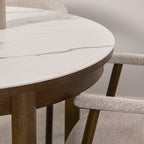 Stella Round Extendable Dining Table in Cream Ceramic 120x75cm