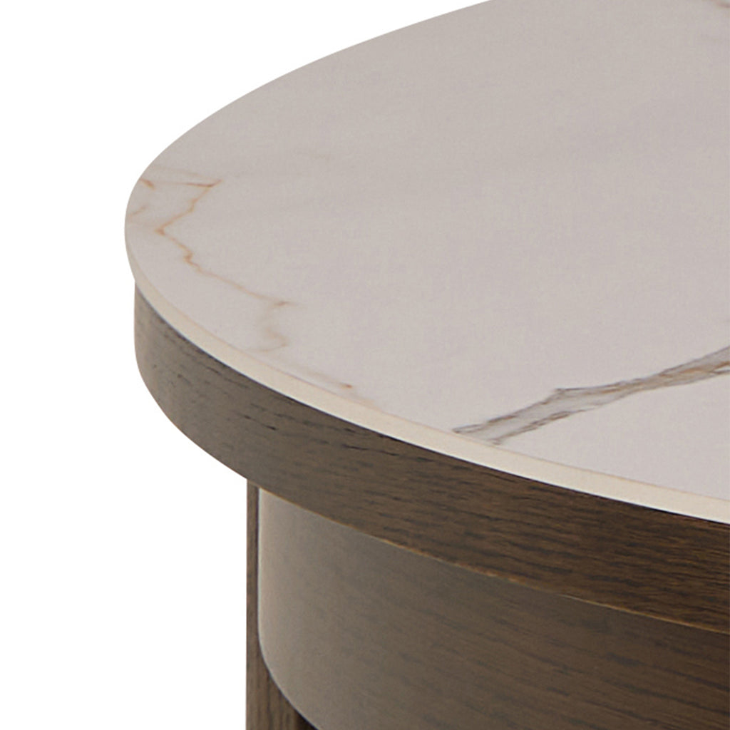 Stella Round Extendable Dining Table in Cream Ceramic 120x75cm