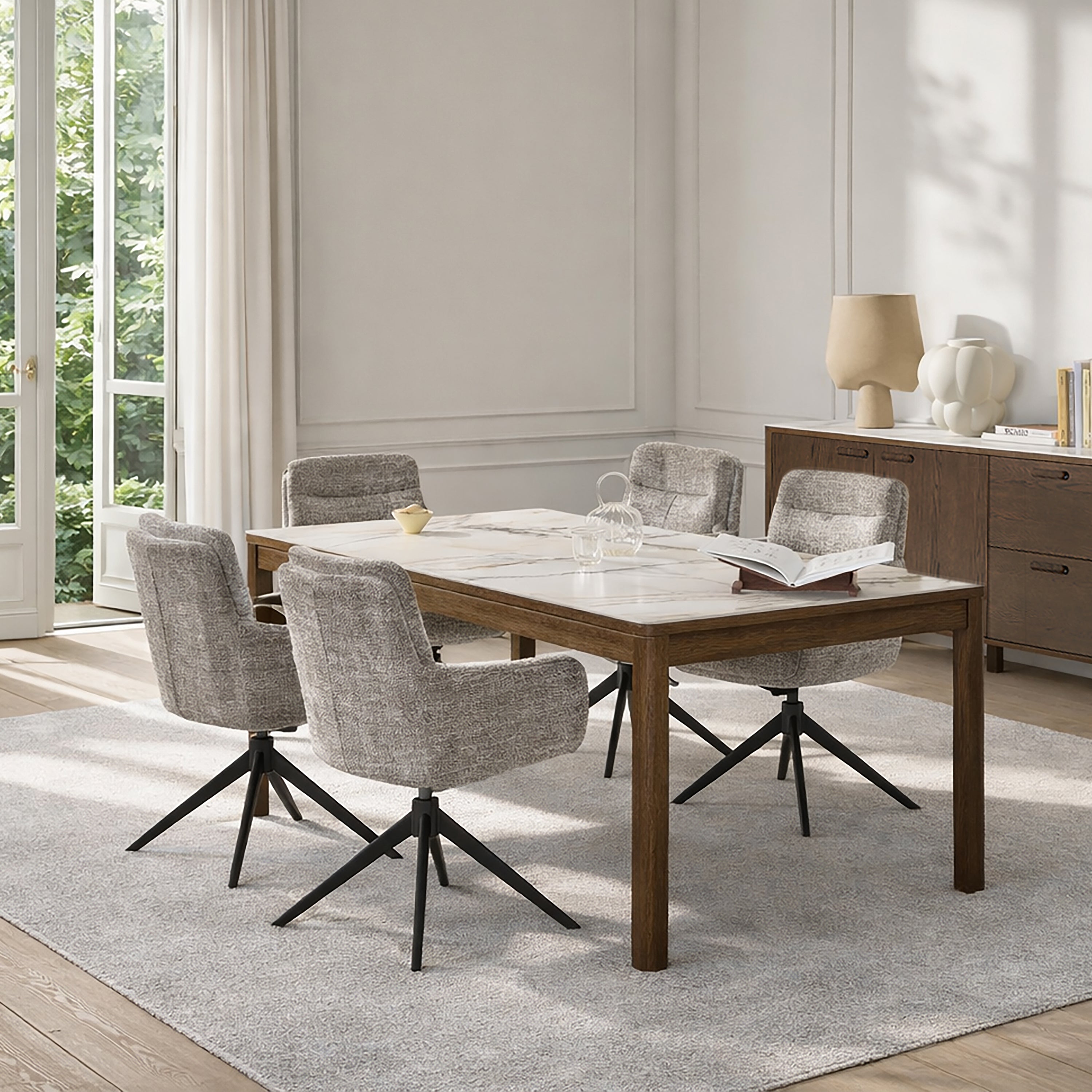 Stella Dining Table in Cream Ceramic 180x75cm