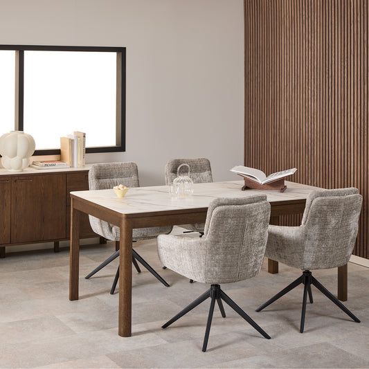 Stella Dining Table in Cream Ceramic 180x75cm