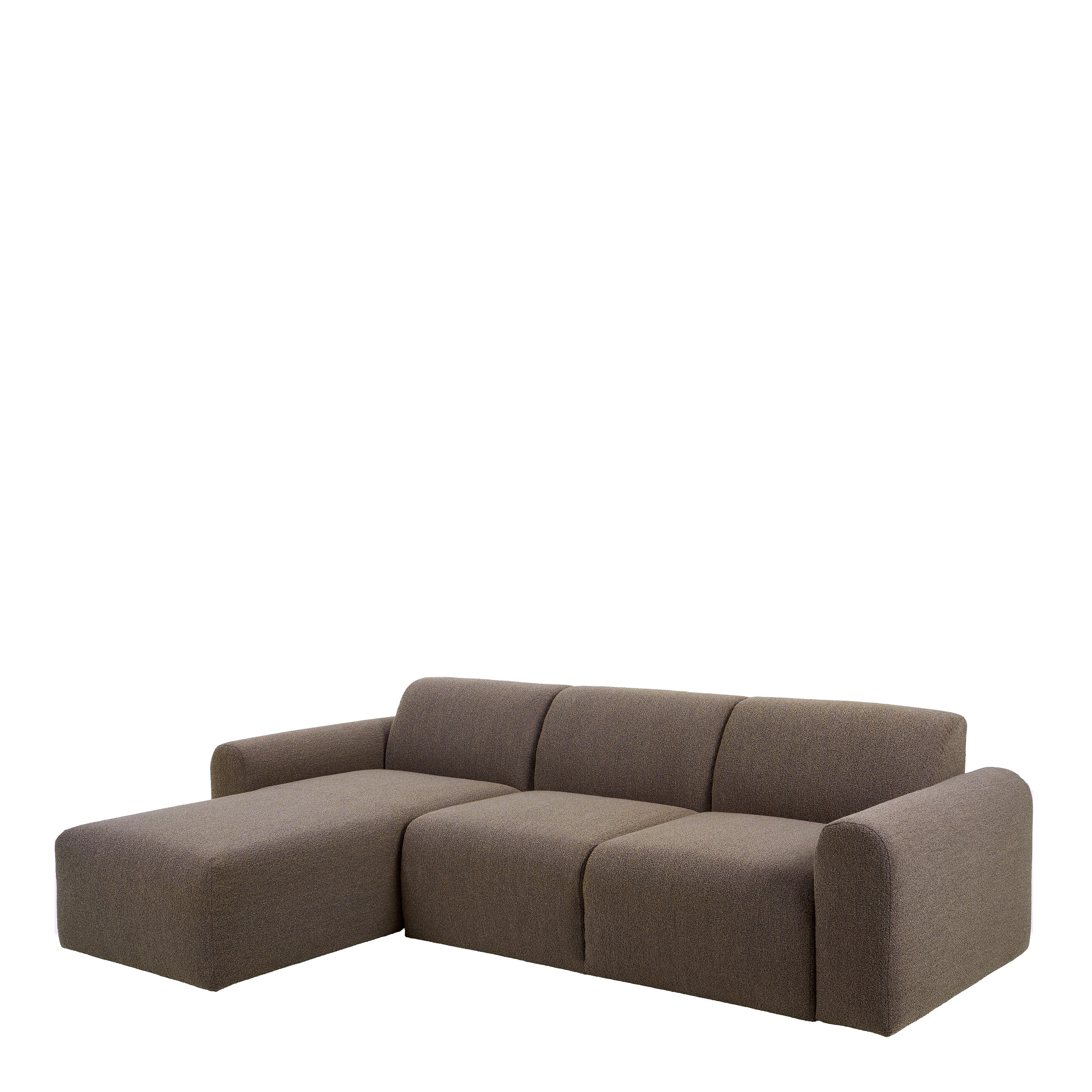 Murphy Left Hand Facing 2 Seater Chaise Lounge in Boucle Taupe Fabric