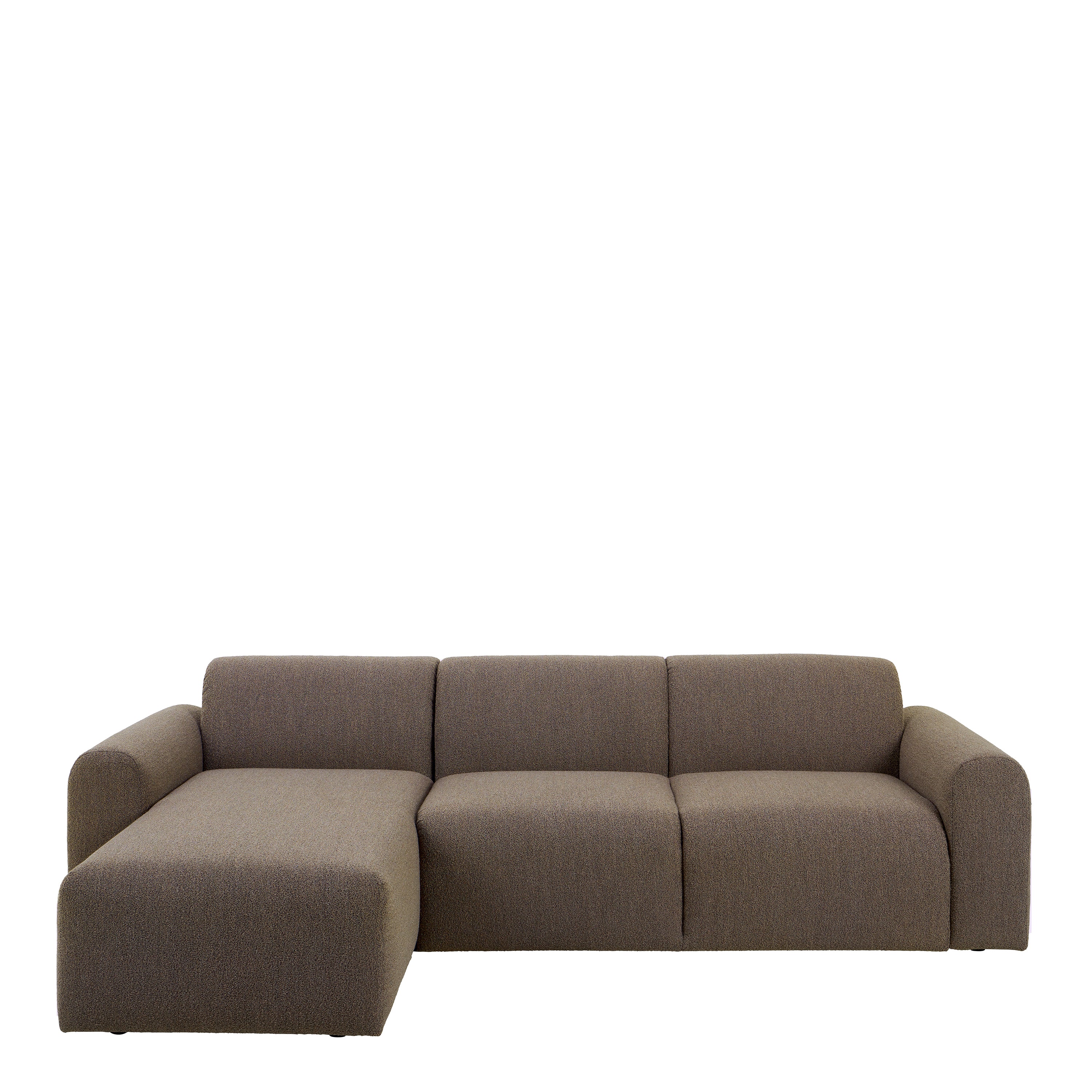 Murphy Left Hand Facing 2 Seater Chaise Lounge in Boucle Taupe Fabric
