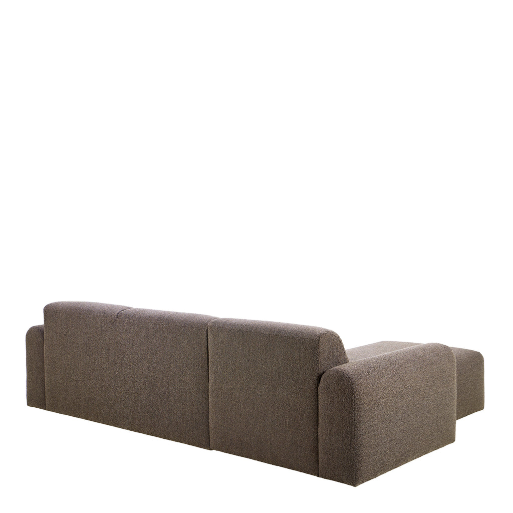 Murphy Left Hand Facing 2 Seater Chaise Lounge in Boucle Taupe Fabric