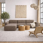 Murphy Left Hand Facing 2 Seater Chaise Lounge in Boucle Taupe Fabric