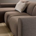 Murphy Left Hand Facing 2 Seater Chaise Lounge in Boucle Taupe Fabric