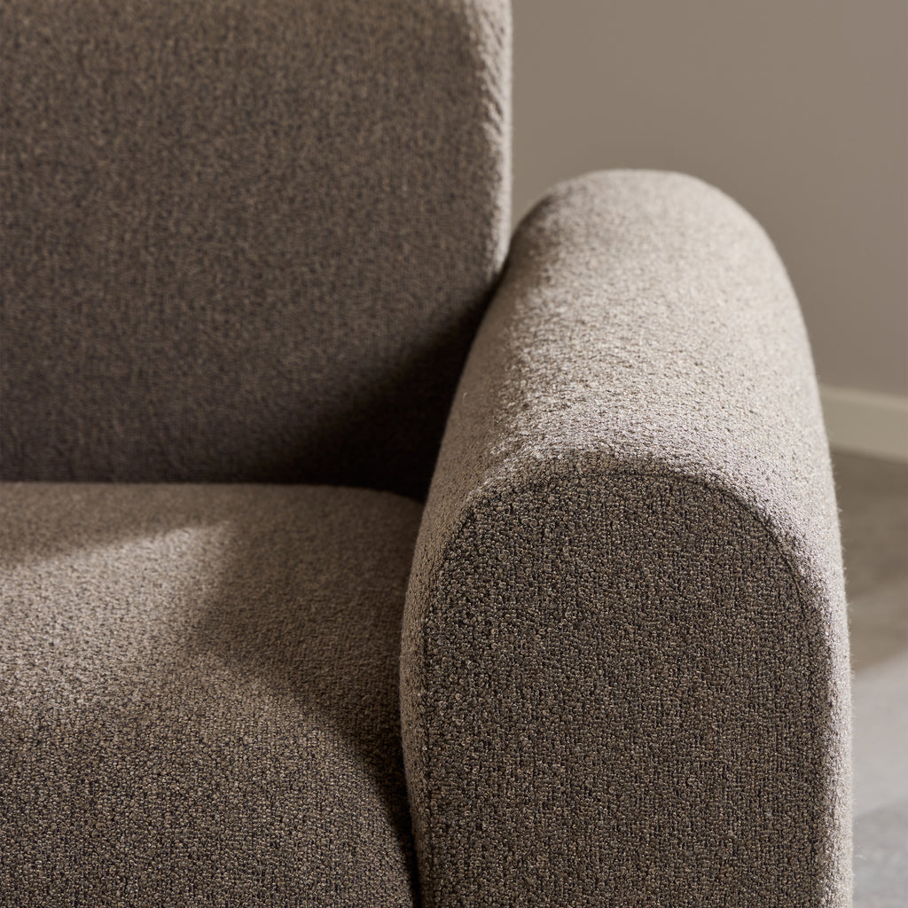 Murphy Left Hand Facing 2 Seater Chaise Lounge in Boucle Taupe Fabric