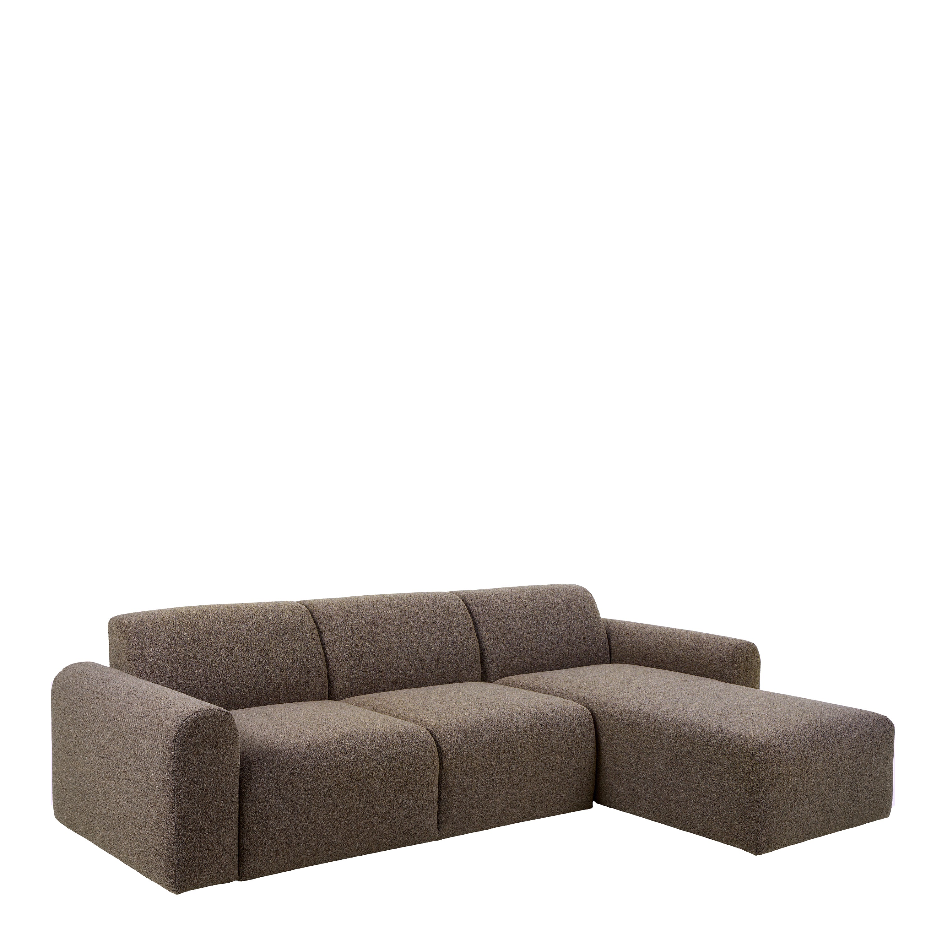 Murphy Right Hand Facing 2 Seater Chaise Lounge in Boucle Taupe Fabric