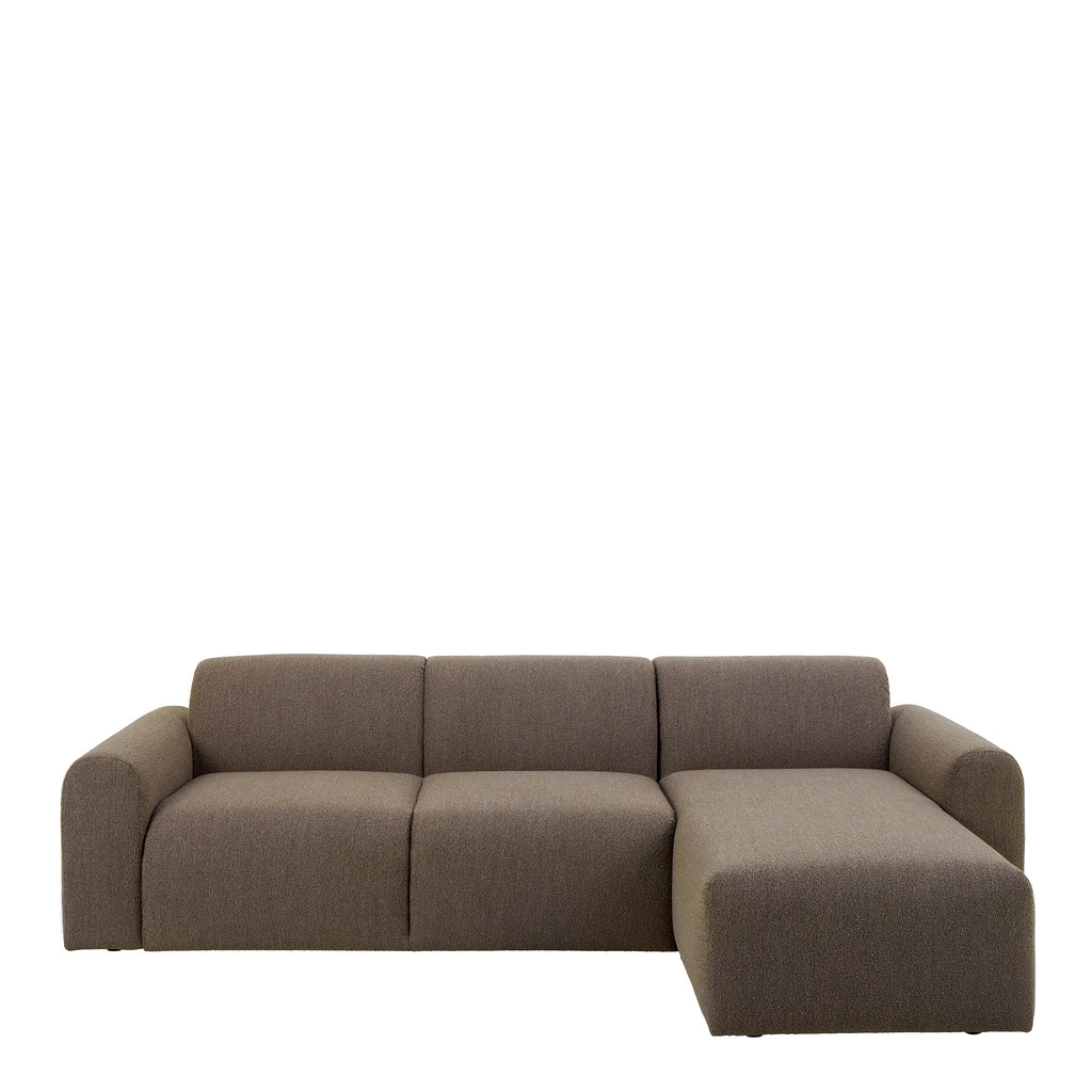 Murphy Right Hand Facing 2 Seater Chaise Lounge in Boucle Taupe Fabric