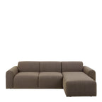 Murphy Right Hand Facing 2 Seater Chaise Lounge in Boucle Taupe Fabric