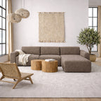 Murphy Right Hand Facing 2 Seater Chaise Lounge in Boucle Taupe Fabric