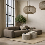 Murphy Right Hand Facing 2 Seater Chaise Lounge in Boucle Taupe Fabric