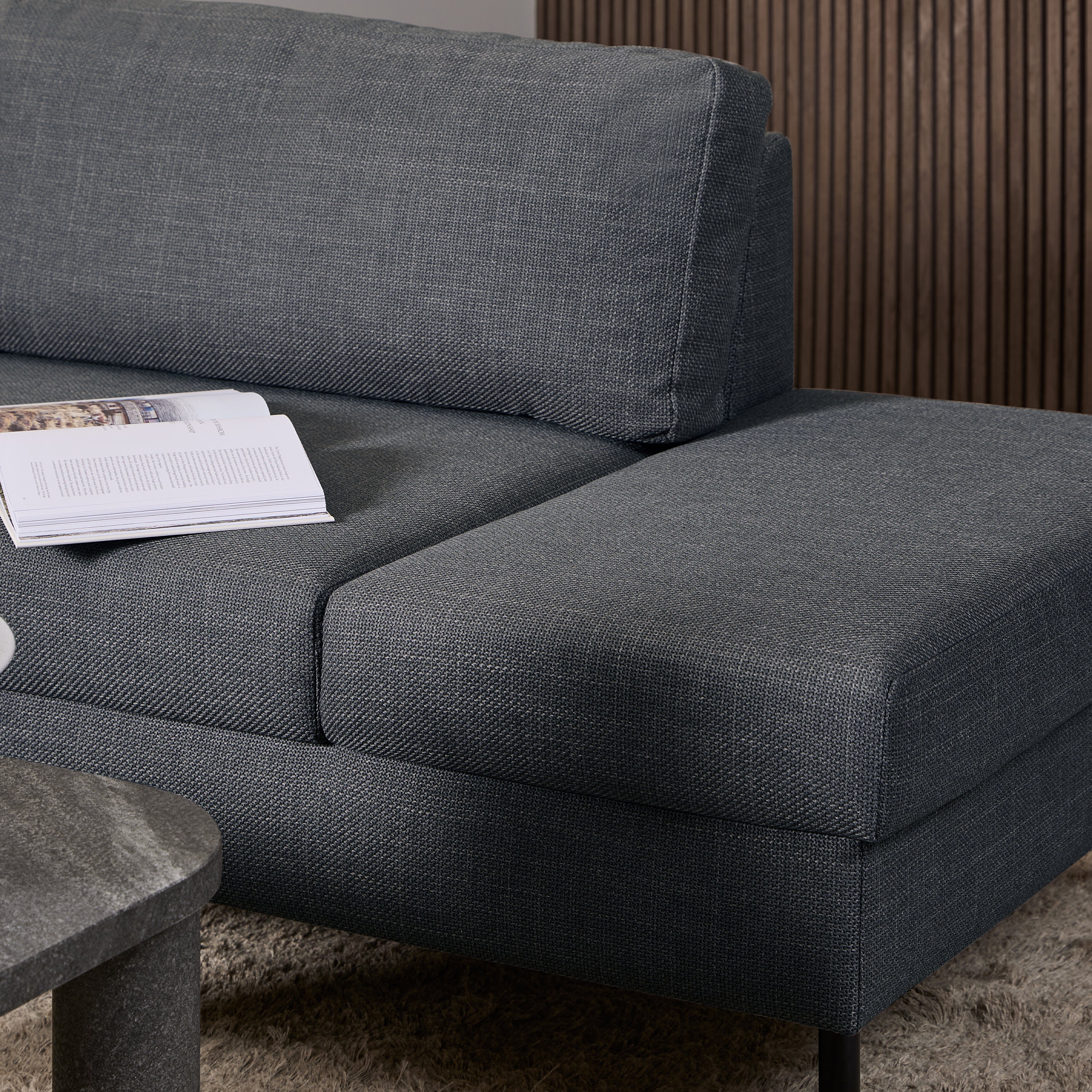 Orlando Right Hand Facing Corner Sofa in Dark Grey Fabric