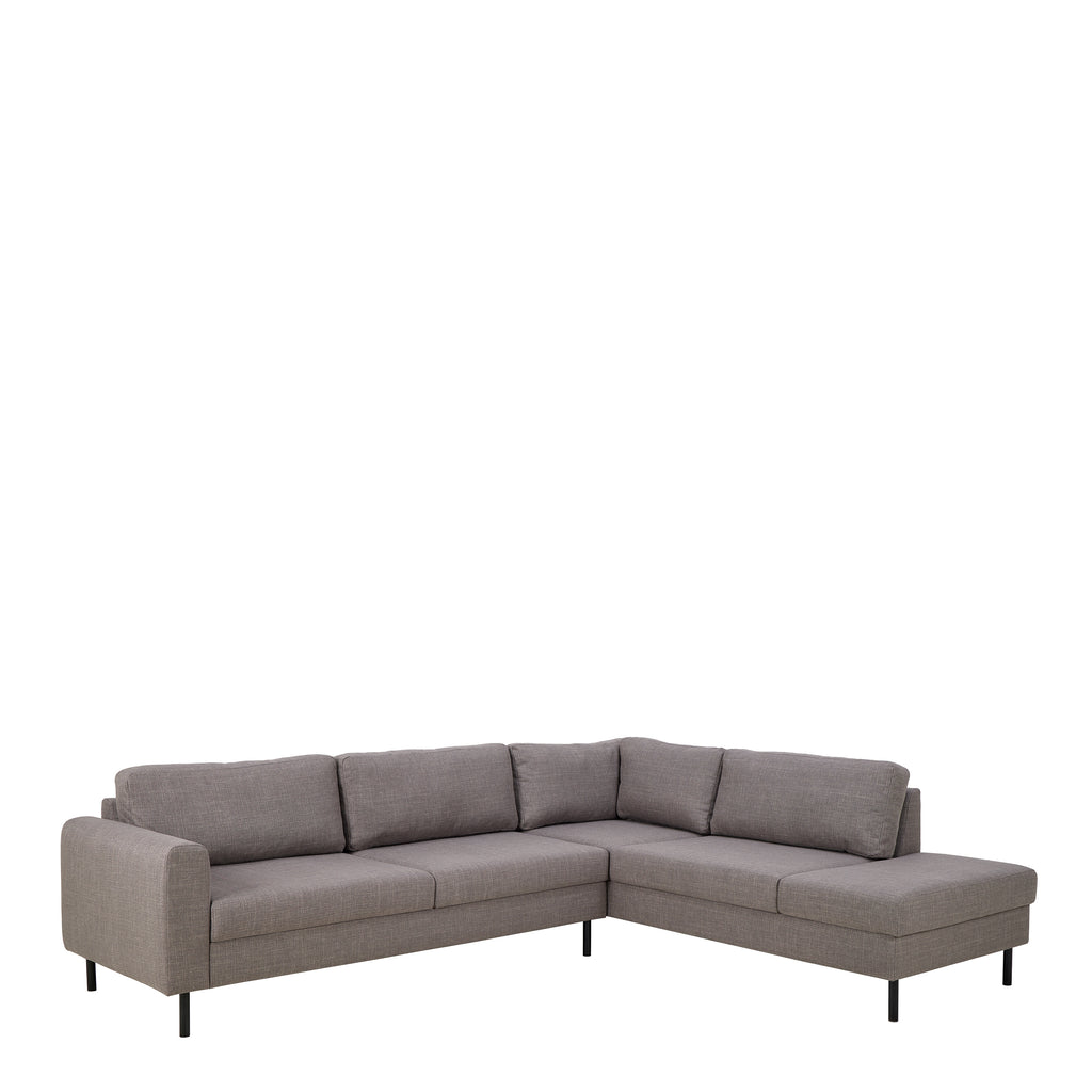 Orlando Right Hand Facing Corner Sofa in Light Grey Brown Fabric