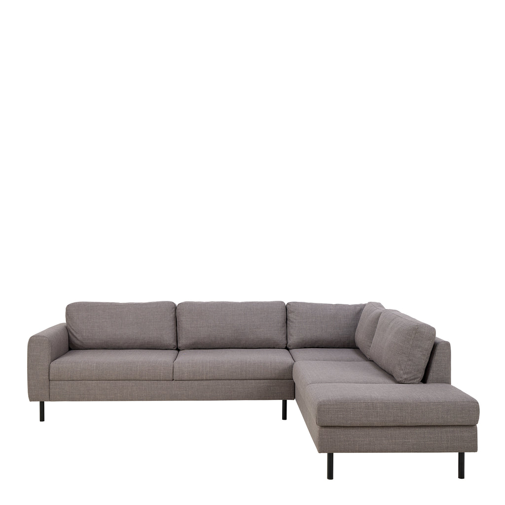 Orlando Right Hand Facing Corner Sofa in Light Grey Brown Fabric