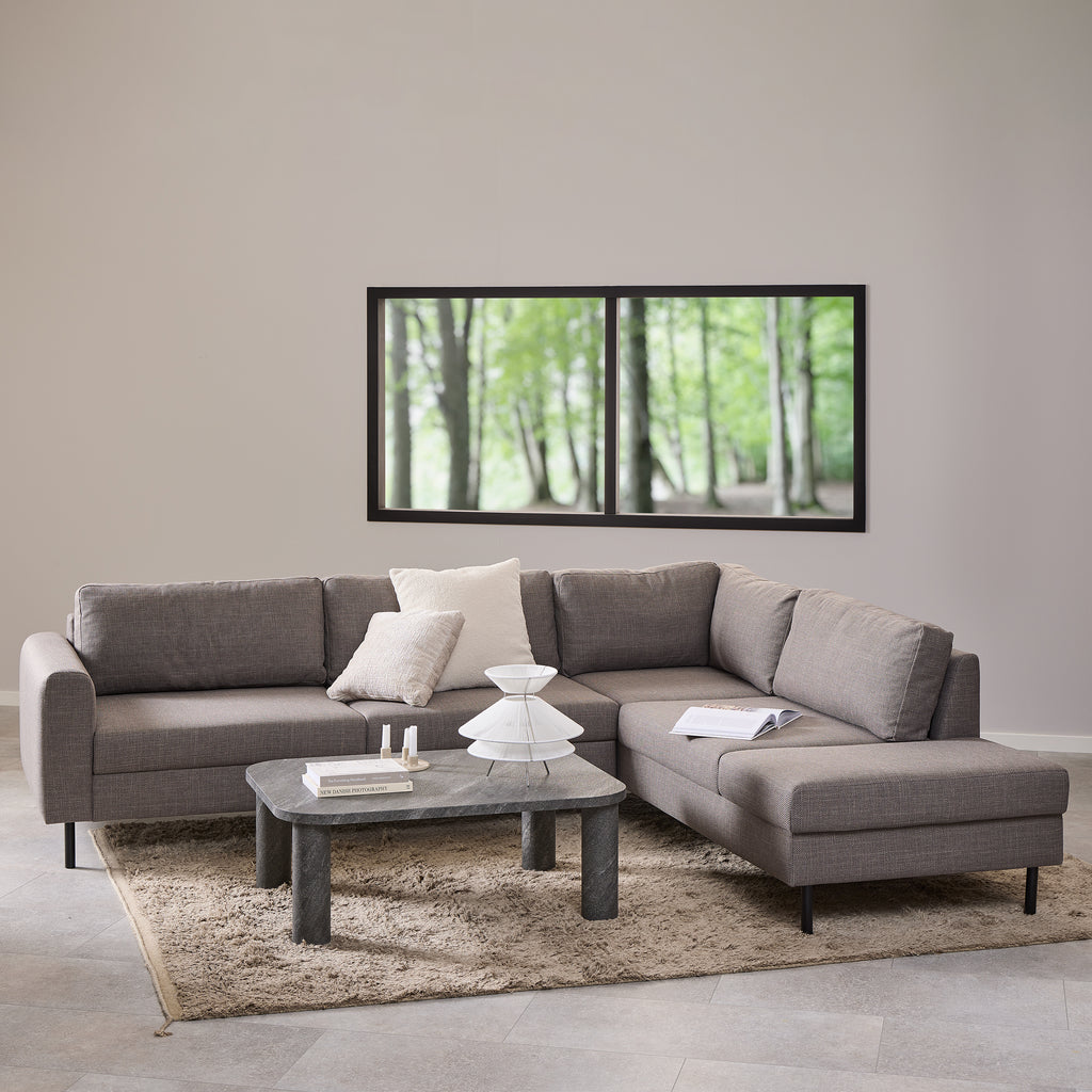 Orlando Right Hand Facing Corner Sofa in Light Grey Brown Fabric