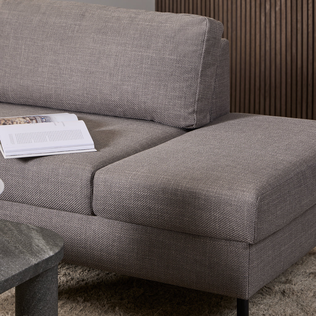 Orlando Right Hand Facing Corner Sofa in Light Grey Brown Fabric