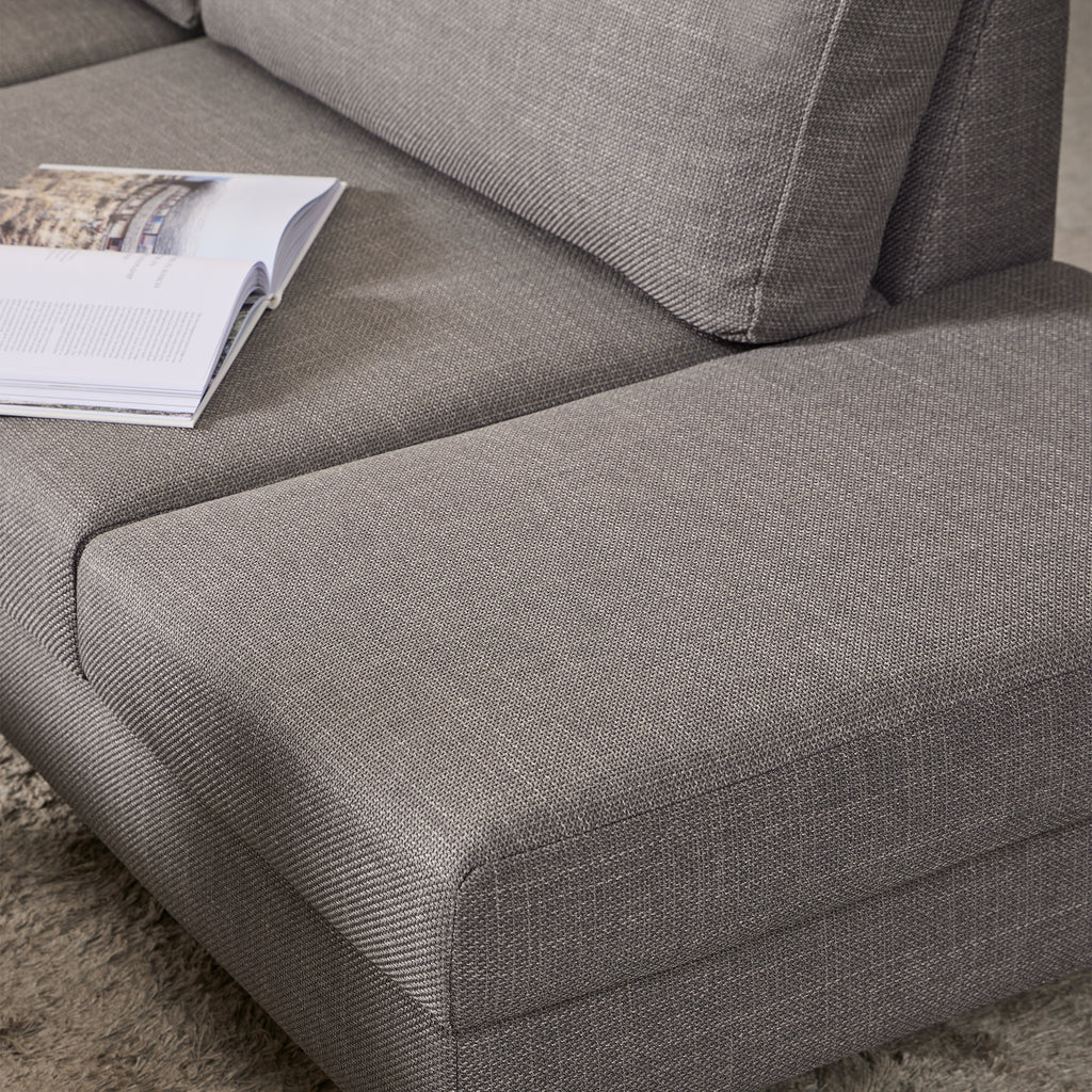 Orlando Right Hand Facing Corner Sofa in Light Grey Brown Fabric