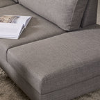 Orlando Right Hand Facing Corner Sofa in Light Grey Brown Fabric