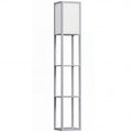 3-Tier Floor Lamp with Shelves and Storage, Modern Corner Standing Lamp with Lampshade, Reading Light with Foot Switch for Living Room, Bedroom, Home Office, Bulb not Included, Grey