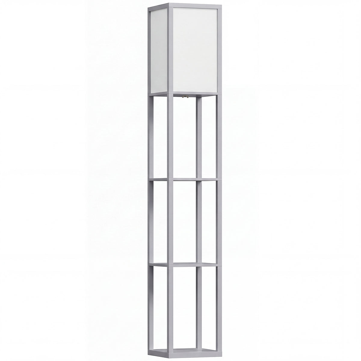 3-Tier Floor Lamp with Shelves and Storage, Modern Corner Standing Lamp with Lampshade, Reading Light with Foot Switch for Living Room, Bedroom, Home Office, Bulb not Included, Grey