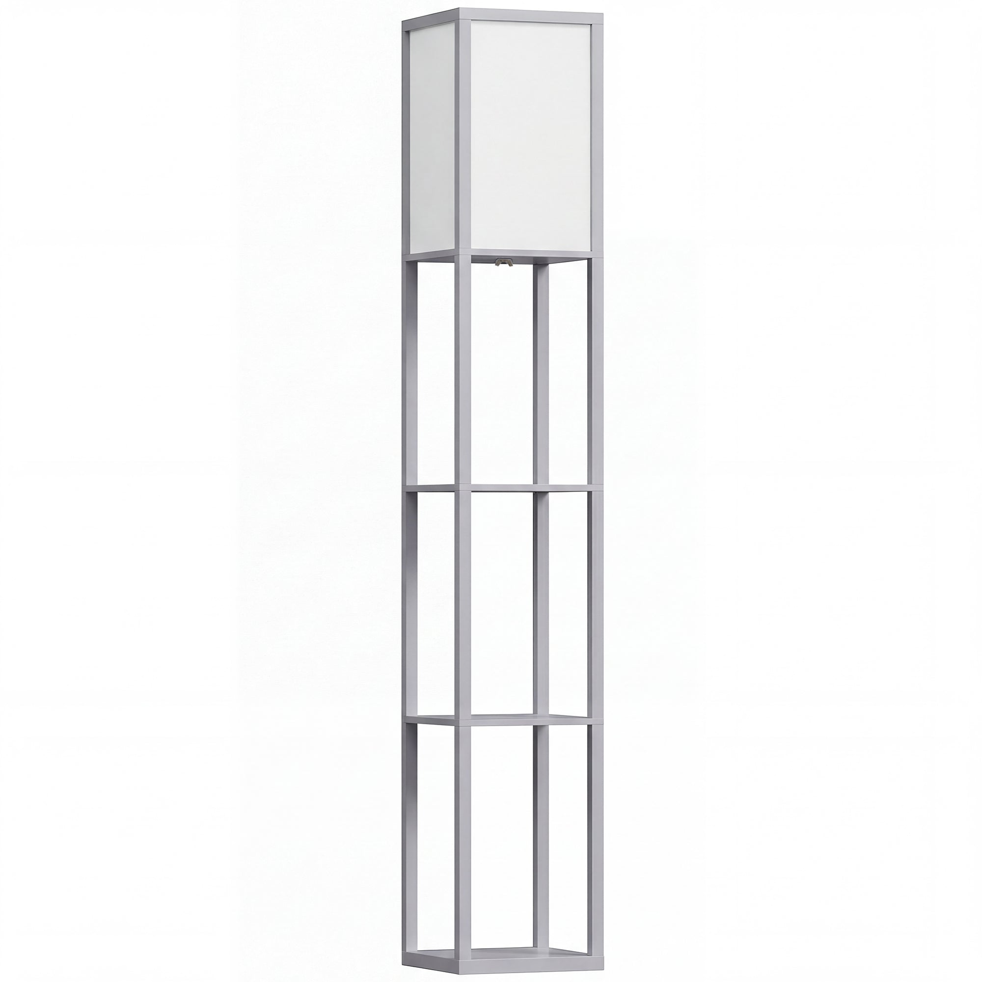 3-Tier Floor Lamp with Shelves and Storage, Modern Corner Standing Lamp with Lampshade, Reading Light with Foot Switch for Living Room, Bedroom, Home Office, Bulb not Included, Grey