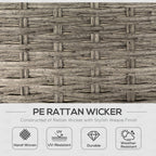 Outsunny 6 Pieces Outdoor PE Rattan Garden Furniture, Patio Wicker Sectional Conversation Corner Sofa with Soft Padded Cushion and Liftable Coffee Table, 123 x 55 x 84 cm, Light Grey