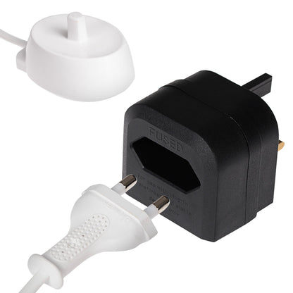 Maplin EU 2 Pin Mains Plug to UK 3 Pin Mains Plug Converter with 3 Amp Fuse - Black