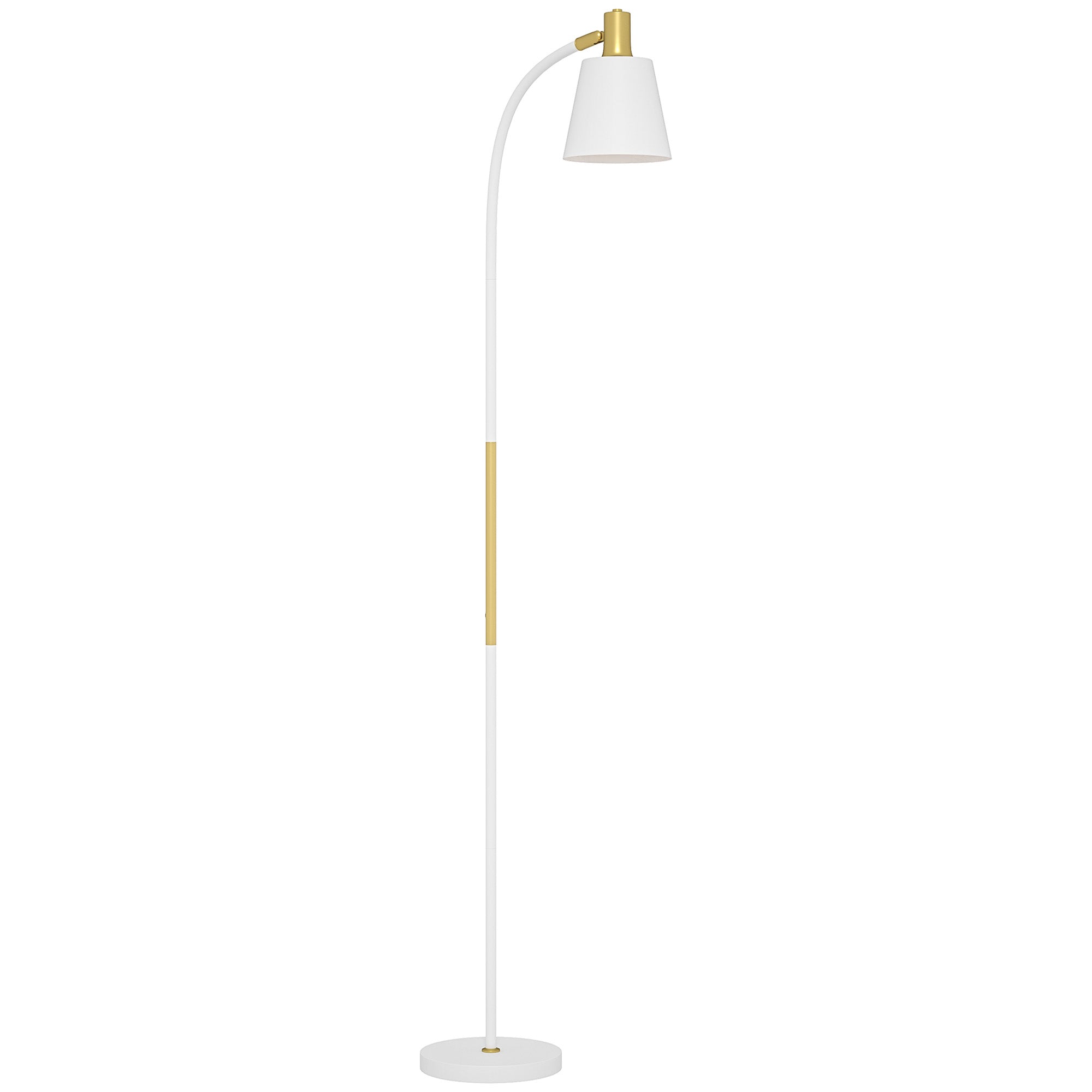 Floor Lamp for Living Room, Spotlight Reading Standing Lamp with Adjustable Height, Rocker on/off Switch, Indoor Task Lighting for Bedroom, Office,  White (Bulb not Included)