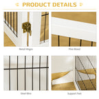 PawHut Wooden Pet Gate, Freestanding Dog Safety Barrier with 2 Support Feet, White