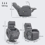 HOMCOM Electric Rise/Recline Armchair, with Reading Light - Grey